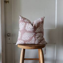 Blush Linen Pillow Cover Fern Botanical Throw Rose Pink - thumbnail 3