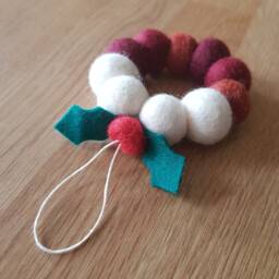 Felt Ball Christmas Pudding Wreath Baubles, Tree Ornament, Decoration - thumbnail 2