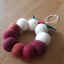 Felt Ball Christmas Pudding Wreath Baubles, Tree Ornament, Decoration - thumbnail 3