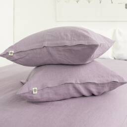 Light Lilac Linen Pillow Sham With Zipper - Lavender Pillow - Purple Decorative Heavy Custom Sizes - thumbnail 2