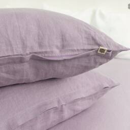 Light Lilac Linen Pillow Sham With Zipper - Lavender Pillow - Purple Decorative Heavy Custom Sizes - thumbnail 3