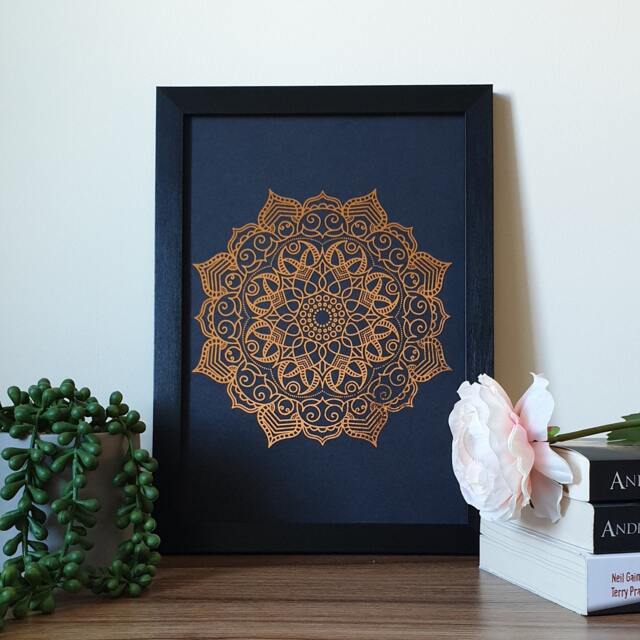 A4 Metallic Foil Mandala Wall Art, Boho Print in Copper, Gold, Silver Or Rose Gold - image 1