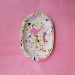 Colorful Terazzo Soap Dish, Dish With Drain, Oval - thumbnail 3