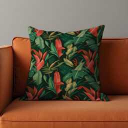 Tropical Banana Leaf Cushion Cover, Dark Green Jungle Pillowcase, Exotic Botanical Living Room & Bedroom Decor, Custom Made Pillow Cover - thumbnail 2