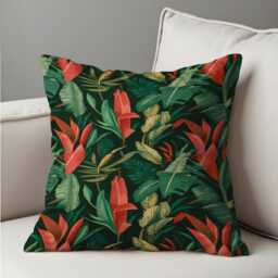 Tropical Banana Leaf Cushion Cover, Dark Green Jungle Pillowcase, Exotic Botanical Living Room & Bedroom Decor, Custom Made Pillow Cover - thumbnail 4