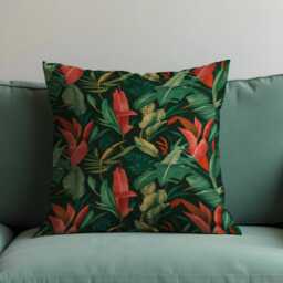 Tropical Banana Leaf Cushion Cover, Dark Green Jungle Pillowcase, Exotic Botanical Living Room & Bedroom Decor, Custom Made Pillow Cover - thumbnail 1