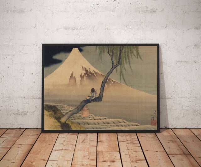 Katsushika Hokusai Poster, Japanese Wall Print, Decor, Mount Fuji & Fisher Boy, Asian Gift, Abstract, A1/A2/A3/A4 - image 1