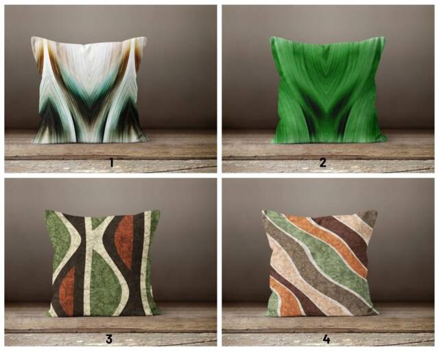 Green Abstract Cushion Cover/Geometric Sofa Pillow Case/Personalized Housewarming Case/Modern Garden Cushion Cover - image 1