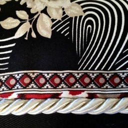 Japonerie Scarf Pillow - Black/Ivory/Beige - thumbnail 3