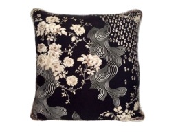 Japonerie Scarf Pillow - Black/Ivory/Beige