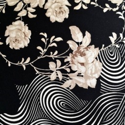 Japonerie Scarf Pillow - Black/Ivory/Beige - thumbnail 4