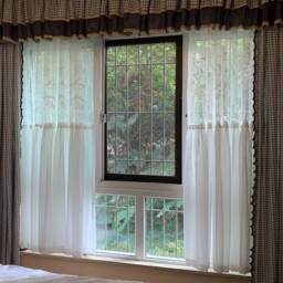 Elegant Embroidered Sheer Curtain Light Filtering Spliced Lace Window Panel - thumbnail 4