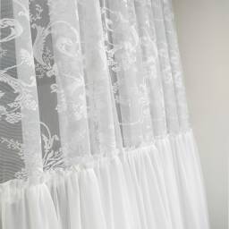 Elegant Embroidered Sheer Curtain Light Filtering Spliced Lace Window Panel - thumbnail 3