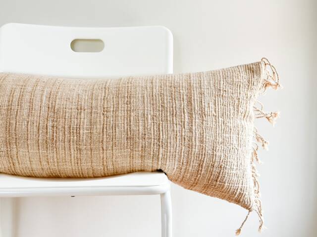 Handwoven Hemp Lumbar Pillow Cover Karen Tribal Design - image 1