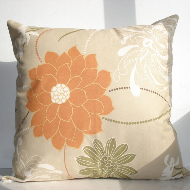 New 18x18 Inch Designer Handmade Pillow Case in Caramel Floral