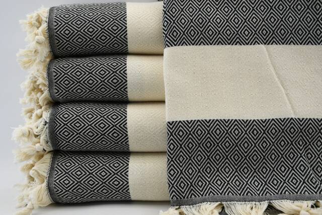 "Black Diamond Blanket, Turkish Blanket, King Size Blanket, Long Blanket, 79""x95" - image 1