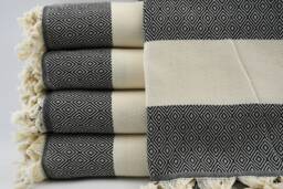 "Black Diamond Blanket, Turkish Blanket, King Size Blanket, Long Blanket, 79""x95" - thumbnail 1