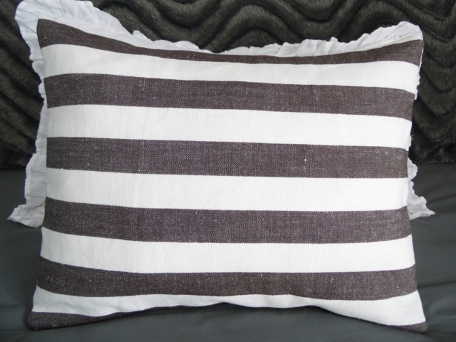 Brown & Off White Striped Pillow Cover Farmhouse Decor - image 1