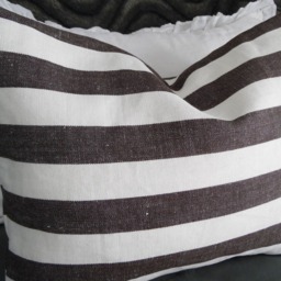 Brown & Off White Striped Pillow Cover Farmhouse Decor - thumbnail 3