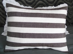 Brown & Off White Striped Pillow Cover Farmhouse Decor - thumbnail 1
