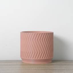 "Gatsby Planter With Drainage & Saucer in Country Pink, Art Deco 3D-Printed Plant Pot, Small To Large Sizes 4"" 5"" 6"" 7"" 8" - thumbnail 2