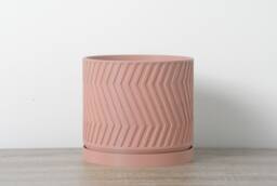 "Gatsby Planter With Drainage & Saucer in Country Pink, Art Deco 3D-Printed Plant Pot, Small To Large Sizes 4"" 5"" 6"" 7"" 8" - thumbnail 1
