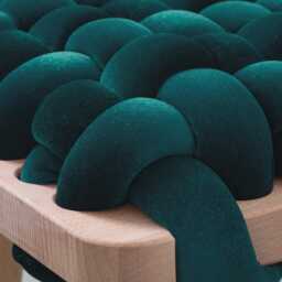 Green Petrol Woven Bench Entryway - Handmade Beechwood Hallway Mudroom Bedroom Velvet Bench Statement - thumbnail 3