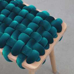 Green Petrol Woven Bench Entryway - Handmade Beechwood Hallway Mudroom Bedroom Velvet Bench Statement - thumbnail 2
