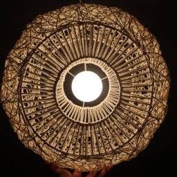 "Handwoven Rattan & Paper Rope Pendant Light, Decor Lighting Fixture, Lampshade W17.7"" By H7.87" - thumbnail 3