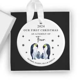 Personalised 2026 First Christmas As A Family Of Four Bauble, Custom 4 Xmas Ornament, New Baby Gift, Keepsake, Parents - thumbnail 3