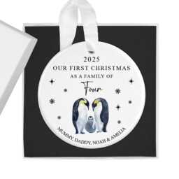 Personalised 2026 First Christmas As A Family Of Four Bauble, Custom 4 Xmas Ornament, New Baby Gift, Keepsake, Parents - thumbnail 2