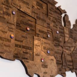 Wood Usa Map Apartment Decor 5Th Anniversary Gift, Us Travel Above Bed Decor, Push Pin Classroom Wooden Wall Art - thumbnail 3