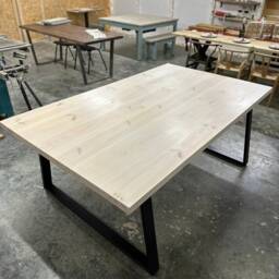 Bespoke Chunky Trapezium Metal Dining Table - + Bench Options - thumbnail 3