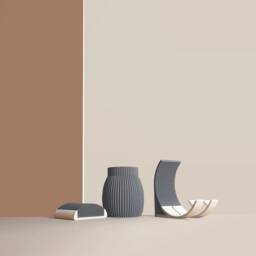 Recycled Wood Fiber 3D Desk Set, Office Accessories, Storage & Decoration, Scandinavian Design, Gift For Home - thumbnail 2
