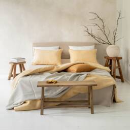 Linen Pillowcases Butter Yellow, Set Of 2 Natural Pillow Covers With Flange, Custom Shams - thumbnail 3