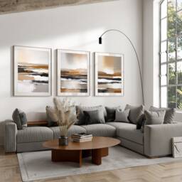 Set Of 3, Geometric Abstract Art, Black Neutral Beige, Living Room Wall Art Poster Prints Home Decor, A5, A4, A3 A2 A1 Sizes, Fast Delivery - thumbnail 2