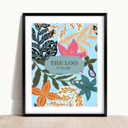 Personalized Bathroom Print Floral Bird Art, Funny Toilet Decor - thumbnail 2