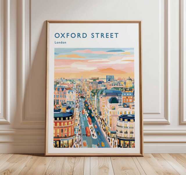 Oxford Street London Travel Poster UK Landmark Art Print - image 1