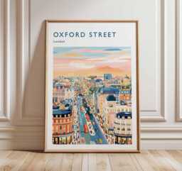 Oxford Street London Travel Poster UK Landmark Art Print - thumbnail 1