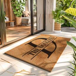 Monogram Door Mat For Your New Home - Personalized Realtor Welcome Doormat Decor Housewarming Gift Closing Rug - thumbnail 2