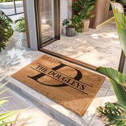 Monogram Door Mat For Your New Home - Personalized Realtor Welcome Doormat Decor Housewarming Gift Closing Rug - thumbnail 1