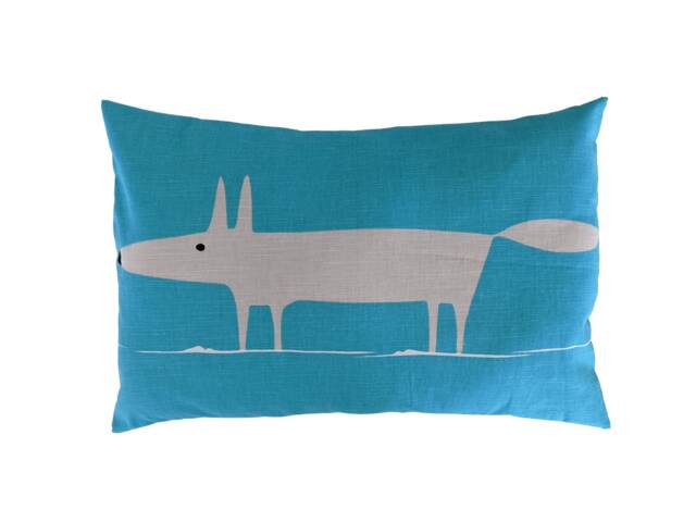 "Bolster Cushion Cover in Turquoise Scion Mr Fox 12"" X 24"