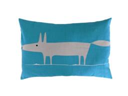 "Bolster Cushion Cover in Turquoise Scion Mr Fox 12"" X 24"