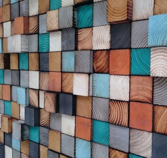 Reclaimed Wood Wall Art - Geometric Mosaic Sound Diffuser - image 1