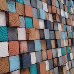 Reclaimed Wood Wall Art - Geometric Mosaic Sound Diffuser - thumbnail 2
