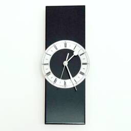 Small Wall Clock With Silver Dial - Black Decor - thumbnail 1
