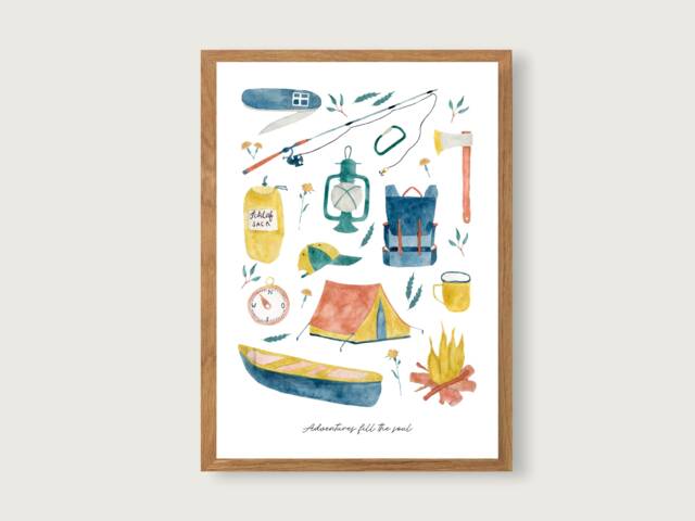 Poster Adventure A3 - Print Children's Poster Art Print Room Child Camping Outdoor Nature -- Herz & Papier - image 1