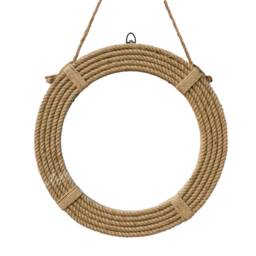 Nautical Coastal Round Rope Mirror - Large Wall -Hanging Wall Mirror- Bathroom With Shelf Room Ideas- Industrial - thumbnail 2