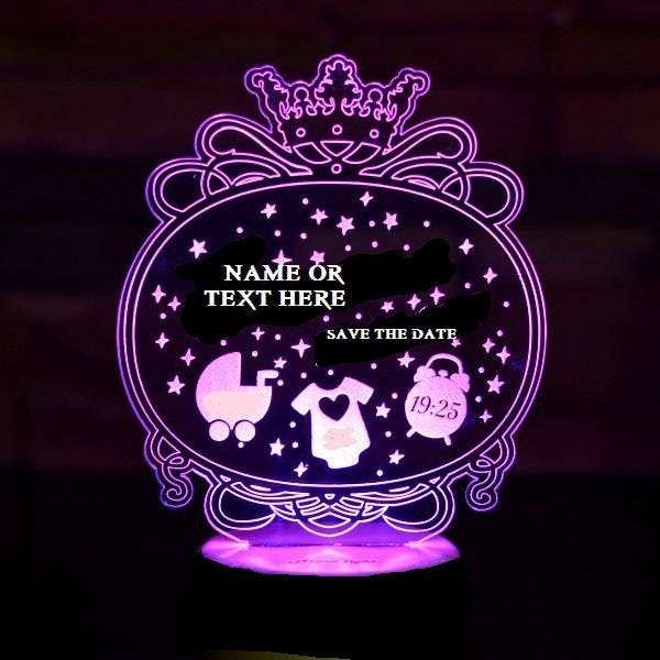 It's A Boy, It's Girl 3D Illusion Smart App Control Night Light Bluetooth, Music, 7&16M Color Mobile App, Made in UK - image 1