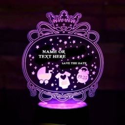 It's A Boy, It's Girl 3D Illusion Smart App Control Night Light Bluetooth, Music, 7&16M Color Mobile App, Made in UK - thumbnail 1
